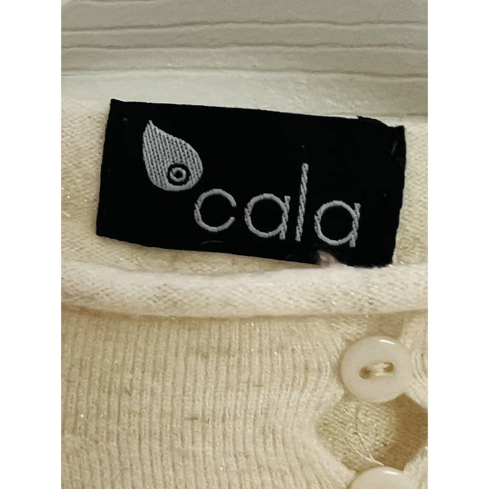Cala Cream Gold Sparkles 3/4 Sleeve Top Size Small S ? Check Measurements - Picture 4 of 7